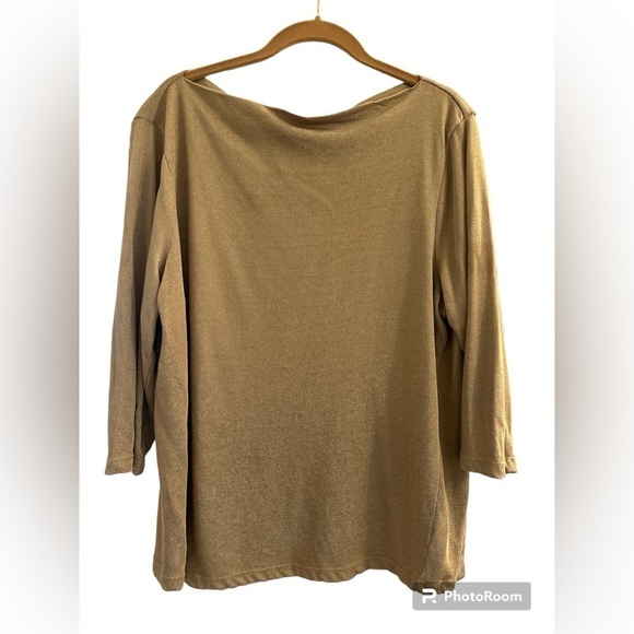 Lauren Ralph Lauren gold metallic boatneck top size 2X - Picture 1 of 4